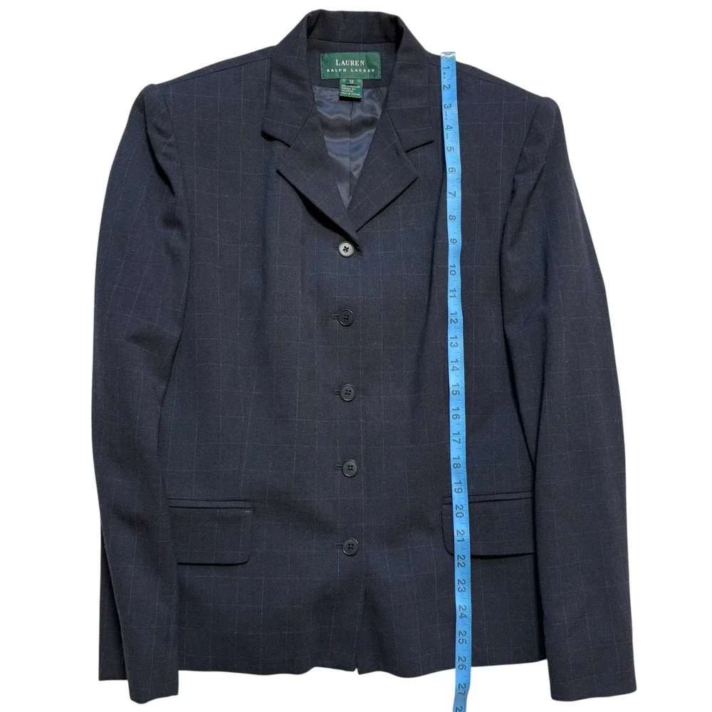 Lauren‎ Ralph Lauren Women's Windowpane Worsted Wool Blazer Skirt Suit Size 12
